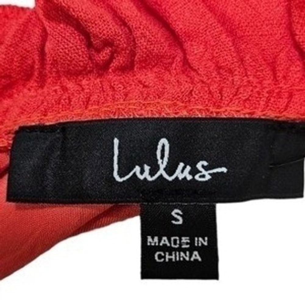 Lulus Womens Red Linen Blend Tiered Mini Dress S Sleeveless Ruffle Tie Back Boho - Picture 7 of 13